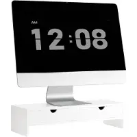 SoBuy Monitorstandaard met 2 Laden - Wit