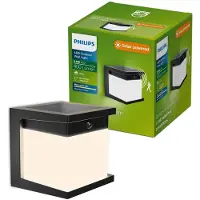 Philips solar wandlamp met sensor | Diara | 2700K | IP44 | 3.8W | Zwart