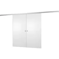 Inova complete dubbele schuifdeur - 151x203 - wit hout -rond handgrep - dubbele softclose