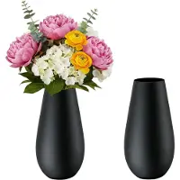 Inge-glas Inge Christmas goods Bloemenvaas New York - 2x - mat zwart - glas - 24 cm