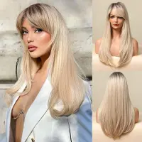 SCH Pruiken Dames Haar - Pruiken Dames - Haar - Pruiken - Blond - ‎ 56cm x 56cm x 56cm
