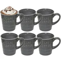 Secret De Gourmet Koffiemok - 8x - grijs - keramiek - 200 ml - beker - mokken