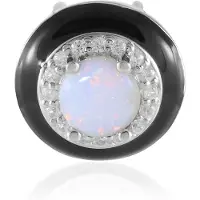 Cavill - Zilveren hanger 925 Sterling - Australische opaal 0 495 ct en 16 fonkelende zirkonia 0 176 ct - rond cabochon elegant gepland