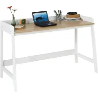 SoBuy Bureau / Home Office Desk – Wit Houten Design met Ruim Werkblad