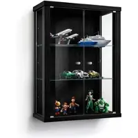 K-Möbel Vitrinekast hangend met 2 deuren & 2 in hoogte verstelbare glasplanken - 80x60x25 cm - Zwart