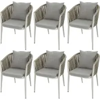 Axi Faye Set van 6 Tuinstoelen in Beige | Tuinstoel van Aluminium/Polyester & inclusief Zitkussens van Olefine | Stoel Weerbestendig voor Tuin / Buiten - Draagvermogen tot 120 kg