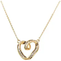 Decopatent - Halsketting Ketting Dames met open Hart - Harten Schakelketting Verstelbaar van 40 tot 45 Cm - Nikkelvrij - Kettingen met bedel hanger vrouw - Elegant Cadeau - Goudkleurig
