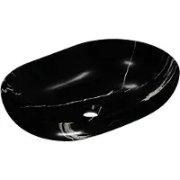 Ink Roman Opzetwastafel Ovaal 55x38cm Natuursteen - Glans Zwart Marmer - 8718835367558 - Wastafels, Opzetwastafels