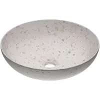 Ink Convex 40 Opzetwastafel Rond 40cm Composiet - Mat Wit Terrazzo - 8718835367473 - Wastafels, Opzetwastafels