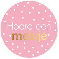 Kassaplan Stickers Hoera Een Meisje Ø40mm 250st Verschillende verschillende Papier