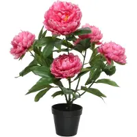 Décoris Kunstplant Pioenroos H57cm Fuchsia Roze roze Polyester Kunstplant