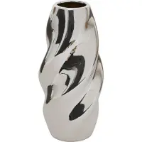 Atmosphera Bloemenvaas Silver Sky - zilver - keramiek - D10 x H21 cm - moderne vorm