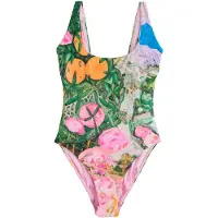 Next Badpak 'Benjamin MacGregor Artist Collaboration Tummy Control Scoop' blauw / groen / oranje / rosa