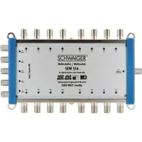 Schwaiger SEW516 531 Satelliet multiswitch Ingangen (satelliet): 5 (4 satelliet / 1 terrestrisch) Aantal gebruikers: 16 Standby-functie, geschikt voor Quad LNB