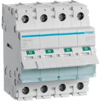 Hager SBN463. Nominale stroom: 63 A, Spoelspanning (max): 440 V. Modulehoeveelheid (max): 4 module(s),, Passieve elektronische componenten