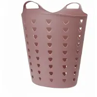 Excellent houseware Flexibele wasmand - oudroze - 60 liter - kunststof - 47 x 50 cm
