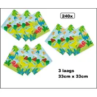 Wefiesta 240x Servetten Dinosaurus 33cm x 33cm - 3 laags - Themafeest party Dino