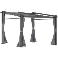Merax Pergola 297 x 295 cm met Uitschuifbaar Schaduwdoek & Zijwanden – Waterafstotende Terrasoverkapping/Paviljoen – Stalen Frame – Donkergrijs