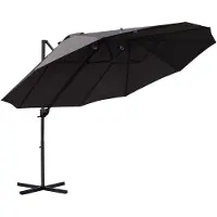 Merax Dubbele Parasol 440 x 270 cm - Grote Tuinparasol - Met Zwengel - Met Ventilatieopeningen - Kantelbaar - Weerbestendig - Donkergrijs
