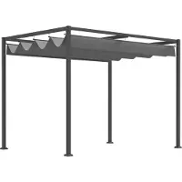 Merax Pergola met Schuifdak 298x213x221 cm - Terrasoverkapping / Tuinpaviljoen - Metalen Frame Roestvrij & Poedercoat - Water- en UV-bestendig Polyester Dak - Grijs