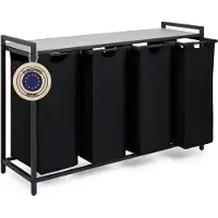 DNA Wasmand 4 Vakken - Wasmand - Wassorteerder - Zwart - 36cm x 111cm x 73cm