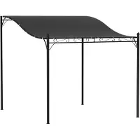 Merax Aanbouw Pergola 248x298 cm met Dak – Terrasoverkapping aan Muur – Waterafstotend Polyester 180 g/m² – Met Afvoeropeningen – Metalen Frame – Tuin & Terras – Donkergrijs
