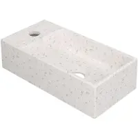 Ink Fontein versus 36x18x9 cm composiet links met kraangat mat wit terrazzo