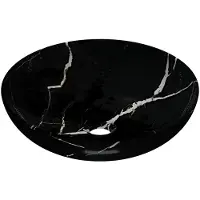 Ink Waskom convex 40 rond 40x40x13 cm natuursteen glans zwart marmer