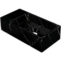 Ink Fontein versus 36x18x9 cm hardsteen links met kraangat glans zwart marmer