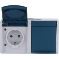 Busch-Jaeger ABB 2CKA002084A0720 Geaard stopcontact IP44 Blauw-groen, Grijs-wit (RAL 7035)