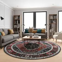 Muratap Picasso paloma rond vintage vloerkleed terra / oranje laagpolig- 160 cm rond