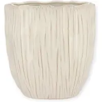 DK Design Daan Kromhout - Bloempot - Vaas - Ovaal - Beige/Wit - 27x17x28cm - Keramiek