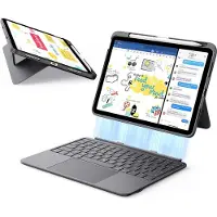 ESR Toetsenbord Hoes Geschikt voor iPad 11 (2025) / 10.9 (2022) | Flex Book Case | Magnetisch Afneembaar Toetsenbord | Beschermhoes met Standaard | Grijs