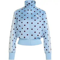 Adidas Sweatvest 'SATIN POLKA DOTS TT Track' pastelblauw / karmijnrood / wit