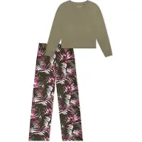 Schiesser Pyjama ' Modern ' jade groen / pink / zwart