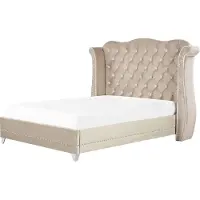 Beliani AYETTE - Tweepersoonsbed - Beige - 160 x 200 cm - Fluweel