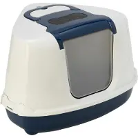 Moderna Hoek Kattenbak Flip Donkerblauw - Wit