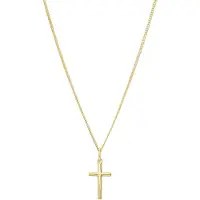 Lucardi Dames Zilveren goldplated ketting met hanger kruis - Ketting - 925 Zilver - Goudkleurig - 48 cm