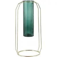 Mica Decorations vaas Tobias 30 cm glas/metaal groen 2 delig
