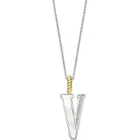 Ti sento Dames Hanger - 925 zilver - Letter V - Parelmoer - 6840MW_V