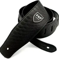 P&P Professionele Verstelbare Leren/Pu Gitaarband - Zwart - Guitarstrap - Luxe Gitaarriem - Gitaar Riem