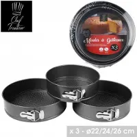 Urban Living "LE FOUR" SET VAN 3 TAARTVORMEN MET SCHARNIEREN Ø22/24/26CM