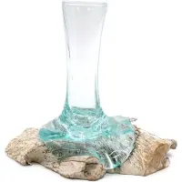 Ancient Wisdom Gesmolten glas op witgekalkt hout - Vaas - Klein