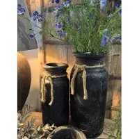 Brynxz Vase Neck with Rope Basalt - Hoge kruik/vaas met touw- landelijk- stoer sober- Moederdag- collectie 2026