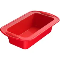 Intirilife Bakvorm van silicone in Rood - Buiten 27.3 x 14.7 x 6.5 cm - Binnen 22 x 9.7 x 6.3 cm - Cakevorm, bakvorm voor taarten en brood, bakaccessoire, antiaanbaklaag, hittebestendig