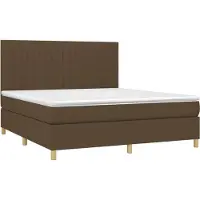 vidaXL Boxspring met matras stof donkerbruin 160x200 cm