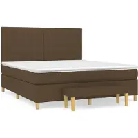 vidaXL Boxspring met matras stof donkerbruin 160x200 cm