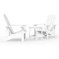 Syfax Tuinstoelen Adirondack met tafel HDPE wit