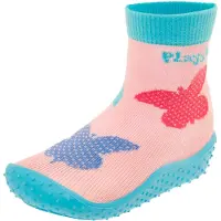 Playshoes Strand-/badschoen 'Schmetterlinge' blauw / lichtblauw / rosa / framboos