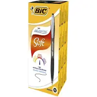 BIC Atlantis Soft Uitschuifbare Balpennen - Zwart - Doos van 12 Stuks - Medium Punt 1 mm